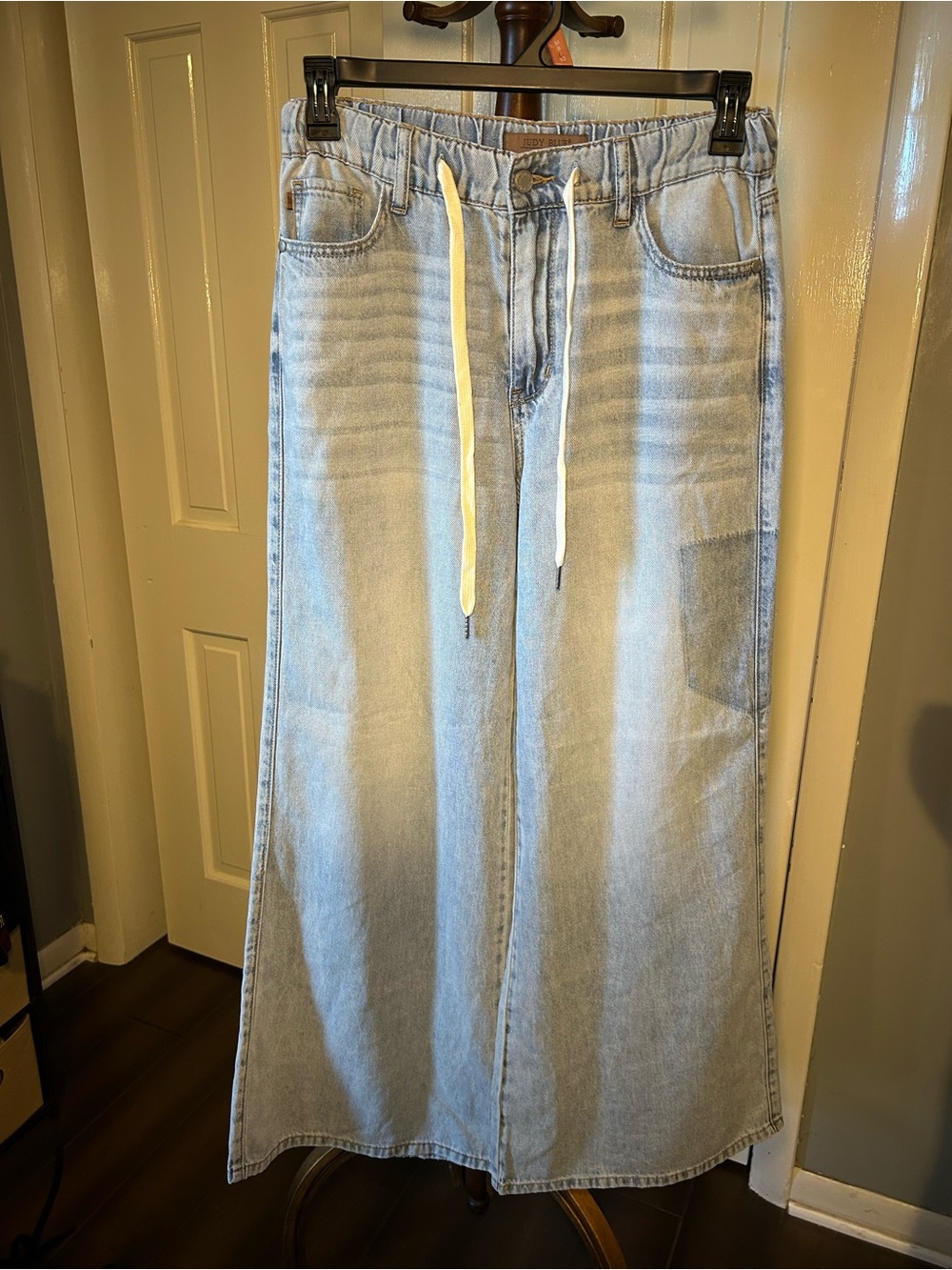 Judy Blue Light Blue Women’s Palazzo Fit Wide Leg Jeans with Elastic Waist